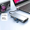 Adapter Hub D-Pro 11w1 przejściówka rozdzielacz USB-C do HDMI 4K UHD / USB Type-C PD / USB 2.0 3.0 / SD / TF / RJ45 LAN 100Mbps / VGA / Audio Mini Jack 3.5mm (Space Gray / Szary)