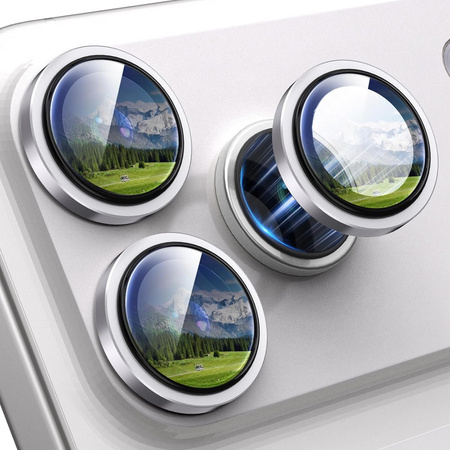 3x Szkło na aparat kamerę AR+AF antyrefleksyjna szybka ochronna z metalowym ringiem z aplikatorem do Apple iPhone 17 Pro / 17 Pro Max (Silver / Srebrny)