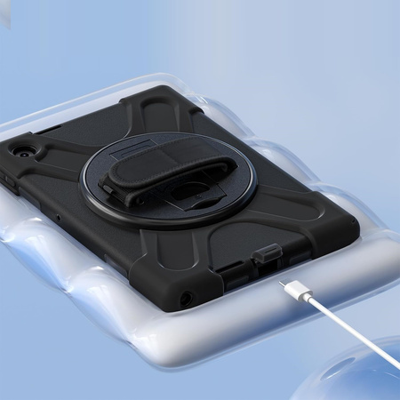 Etui D-Pro 360 Armor Strap Case obudowa pancerna z uchwytem na rękę i paskiem na ramię do Lenovo Tab 10,1" 2025 (TB-311, TB-311FU, TB-311XU) (Czarny)