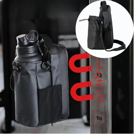 Zestaw: Butelka termiczna bidon ze stali nierdzewnej 30cm 0,95l 950ml + Torba magnetyczna (Czarny)