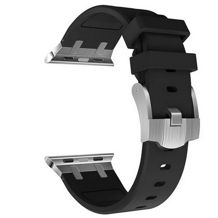 Pasek AP Steel+Silicone Band bransoleta opaska sportowa do Apple Watch 4/5/6/7/8/9/10/11/SE/Ultra 1/2/3 44/45/46/49mm (Czarny + Srebrny)