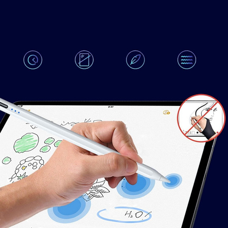 Rysik D-Pro Stylus Pen Pencil 2 Gen. Palm Rejection / Tilt Sensing precyzyjny do rysowania dla Apple iPad (2018-2025) iPad 6/7/8/9/10/11 iPad Mini 5/6/7 iPad Air 3/4/5/6/7/M2/M3 iPad Pro 11" 1/2/3/4/5/M4 iPad Pro 12.9" 3/4/5/6 iPad Pro 13" 7 M4 (Biały)