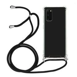 D-Pro Crossbody TPU etui na sznurku z paskiem na ramię do Samsung Galaxy S22 (Crystal+Black)