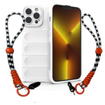D-Pro 3D Silicone Case Wrist Rope etui ze smyczą na nadgarstek - iPhone 15 Pro Max (White)