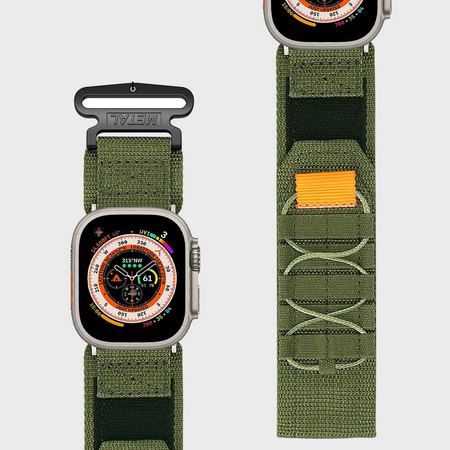 Pasek D-Pro Nylon Tactical Band opaska sportowa taktyczna militarna do Apple Watch 4/5/6/7/8/9/10/SE/Ultra 44/45/46/49mm (Army Green / Zielony)