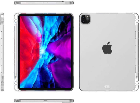 Etui silikonowe TPU z miejscem na rysik do Apple iPad Pro 11" 5 Gen. M4 (2024) / 6 Gen. M5 (2025) (Przezroczysty)