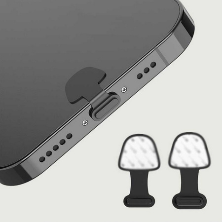 Zatyczka zaślepka portu gniazda ładowania przeciw kurzowi Anti-Dust Plug USB-C Type-C Apple iPhone 15/16/17 / Samsung / Android (Czarny)