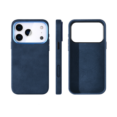 Etui D-Pro Alcantara® oryginalna włoska tkanina zamszowa obudowa z magnesem MagSafe do Apple iPhone 17 Pro (Navy / Granatowy)