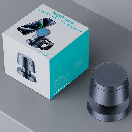 Ładowarka indukcyjna MFC Mushroom Lamp 15W szybka bezprzewodowa magnetyczna MagSafe do Apple Watch / iPhone / AirPods (Szara)
