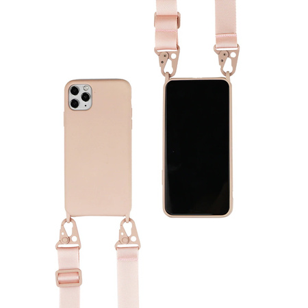 D-Pro Crossbody Silicone Case XL Strap etui z paskiem do iPhone 14 Pro (Pink)