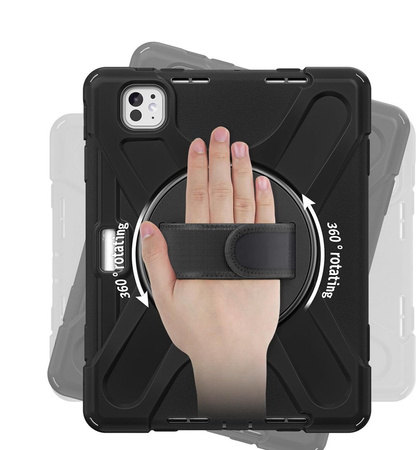 D-Pro 360 Armor Strap Case etui pancerne z uchwytem na rękę i paskiem na ramię do Apple iPad Pro 11" 5 Gen. M4 (2024) / 6 Gen. M5 (2025)