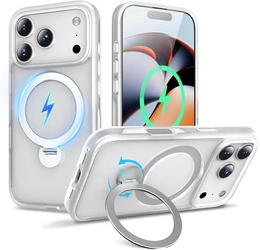Etui D-Pro Matte MagSafe Stand Case obudowa magnetyczna matowa magnes stojak podstawka do Apple iPhone 17 Pro (Biały)