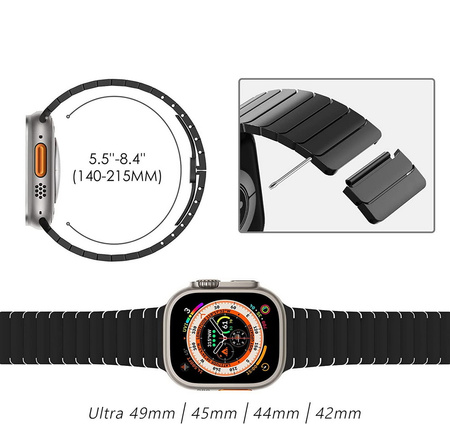 Pasek bransoleta stalowa Steel Link do Apple Watch 4/5/6/7/8/9/10/11/SE/Ultra 1/2/3 44/45/46/49mm (Czarny)