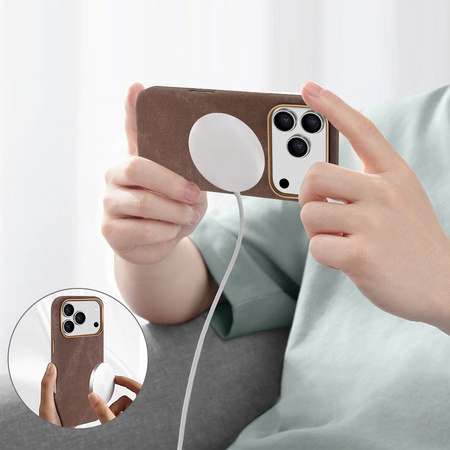 D-Pro Micro Velvet Fabric MagSafe etui materiałowe magnetyczne do Apple iPhone 17 Pro (Pomarańczowy)