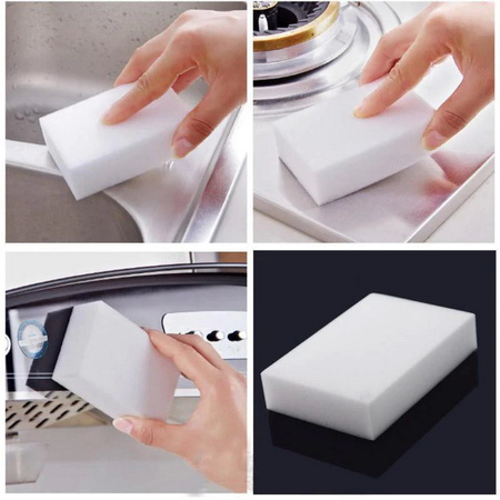 Magiczna gąbka z melaminy Magic Sponge do czyszczenia plam usuwania brudu sprzątania bez chemii (1 szt) (Biała)