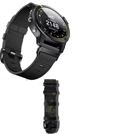 Pasek D-Pro QuickFit EasyFit opaska sportowa nylonowa do zegarków Garmin 26mm Fenix Tactic Enduro (Czarny)
