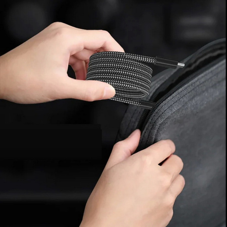 Kabel przewód magnetyczny USB-C do USB-C Type-C do szybkiego ładowania PD 66W nylonowy oplot samozwijający do Apple iPad mini/Air/Pro iPhone 15/16/17/Pro/Plus/Max 100cm 1m (Czarny)