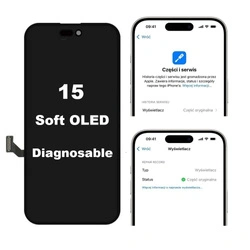 Wyświetlacz LCD Diagnosable ekran dotyk digitizer programowalny z możliwością przypisania jako oryginał do Apple iPhone 15 (Soft OLED)