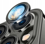 Eagle Eye Lens szkło + metalowa ramka na tylną kamerę aparat do iPhone 15 Pro / 15 Pro Max (1 szt.) (Black)
