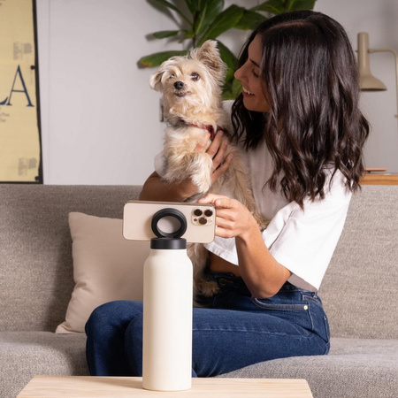 Butelka termiczna z magnetycznym uchwytem MagSafe iPhone bidon ze stali nierdzewnej termos sportowy na wodę napoje ciepłe i zimne 0,95l 950ml (Czarny)