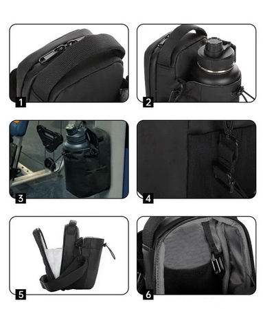 Zestaw: Butelka termiczna bidon ze stali nierdzewnej 30cm 0,95l 950ml + Torba magnetyczna (Czarny)