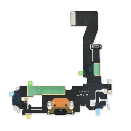 Gniazdo złącze port dock ładowania mikrofon dolny taśma flex Lightning do Apple iPhone 12/12 Pro (OEM) (Czarny)