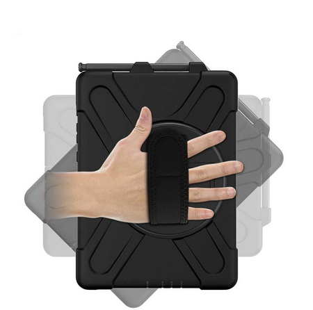 Zestaw D-Pro 360 Armor Strap Case etui pancerne z uchwytem na rękę i paskiem na ramię do Samsung Galaxy Tab Active Pro 10.1 (T540/T545/T547) + szkło ochronne