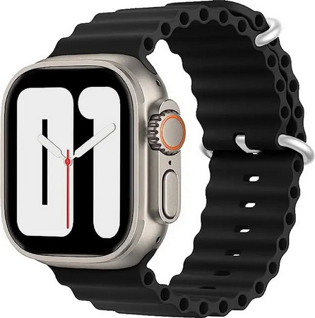 Pasek opaska sportowa D-Pro Ocean Loop do zegarka Apple Watch 4/5/6/7/8/9/10/11/SE/Ultra 1/2/3 44/45/49mm (Czarny)