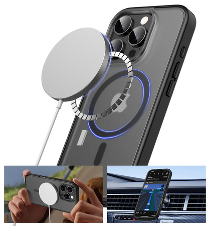 Etui D-Pro Matte Hybrid MagSafe Case obudowa magnetyczna iPhone 16 Pro Max (Czarny)