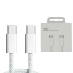 Kabel przewód USB-C do USB-C Type-C do szybkiego ładowania PD 60W nylonowy oplot do Apple iPad mini/Air/Pro iPhone 15/16/Pro/Plus/Max 50cm 0.5m (Box) (Biały)