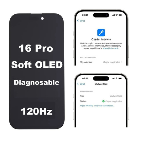 Wyświetlacz LCD Diagnosable ekran dotyk digitizer programowalny z możliwością przypisania jako oryginał do Apple iPhone 16 Pro (Soft OLED 120Hz)