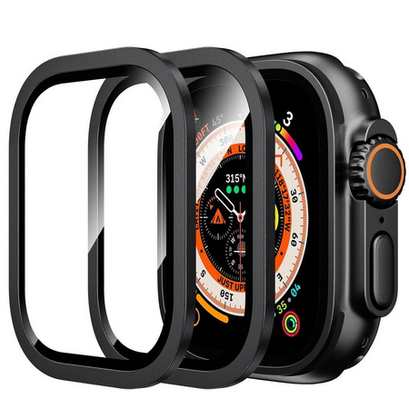 Szkło hartowane EX Pro z metalową aluminiową ramką szybka na ekran do Apple Watch Ultra 1/2 49mm (Black Titanium / Czarny)