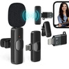 Mikrofon zewnętrzny krawatowy bezprzewodowy z odbiornikiem USB-C Typ-C + Adapter do Apple Lightning iPhone Android + DeadCat osłona przeciwwietrzna Vlog Podcast YouTube TikTok Stream Transmisja (2 szt.)