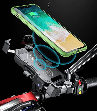 NOX Motorcycle Phone Holder 15W Wireless Charger USB QC3.0