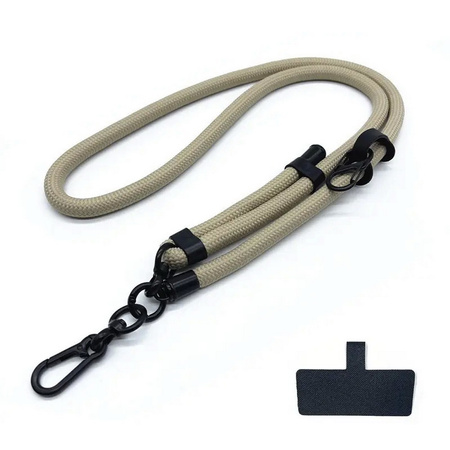Smycz D-Pro Crossbody Rope 2w1 sznurek pasek na ramię szyję wkładka pod etui do telefonu + zaczep na słuchawki (Czarny)