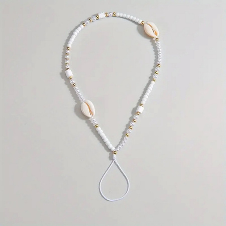 D-Pro Shell Hand Charms Strap V2  smycz ozdobna muszelki pasek na rękę phone charm zawieszka etui telefon (Biały)