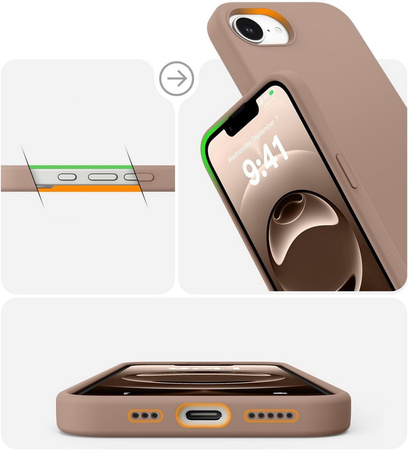 Etui D-Pro Velvet MagSafe Case obudowa magnetyczna z mikrofibrą do iPhone 16e (Brązowy)