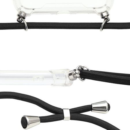 Etui D-Pro Crossbody TPU na sznurku z paskiem na ramię smycz na szyję do iPhone 15 Pro Max (Czarny)