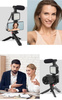 Zestaw Vlog Podcast YouTube do telefonu kamery aparatu lampa LED mikrofon uchwyt statyw pilot (Czarny) + adapter USB-C