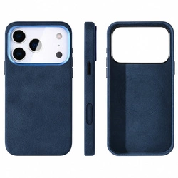Etui D-Pro Alcantara® oryginalna włoska tkanina zamszowa obudowa z magnesem MagSafe do Apple iPhone 17 Pro Max (Navy / Granatowy)