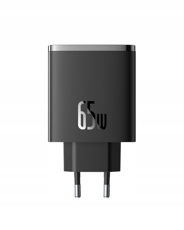 Baseus GaN5 Cube Pro 65W 2x USB-C + USB szybka ładowarka sieciowa (Czarny)