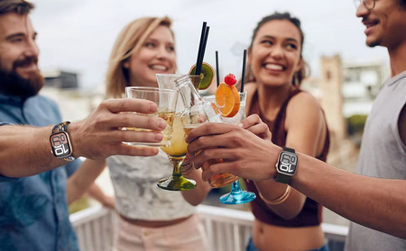 Pasek D-Pro Braid Nylon Band Parachute Buckle opaska nylonowa z metalowym zapięciem do Apple Watch 4/5/6/7/8/9/10/11/SE/Ultra 1/2/3 44/45/46/49mm (OMG Black Rainbow)