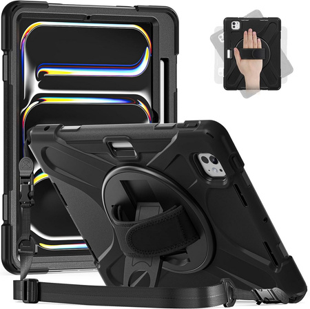 D-Pro 360 Armor Strap Case etui pancerne z uchwytem na rękę i paskiem na ramię do Apple iPad Pro 11" 5 Gen. M4 (2024) / 6 Gen. M5 (2025)