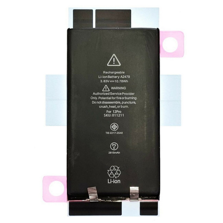 Bateria A2479 akumulator Li-ion 2815mAh ogniwo bez taśmy BMS z kompletem wklejek montażowych i izolacyjnych do Apple iPhone 12/12 Pro