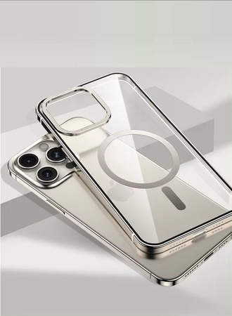 Etui D-Pro Titanium Metal Frame obudowa magnetyczna do MagSafe iPhone 15 (Czarny)
