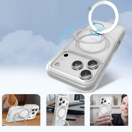 Etui D-Pro Matte MagSafe Stand Case obudowa magnetyczna matowa magnes stojak podstawka do Apple iPhone 17 Pro (Biały)
