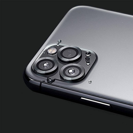 Zestaw Eagle Eye Lens szkło + metalowa ramka na tylną kamerę aparat do iPhone 11 Pro/11 Pro Max (3 szt.) (Black)