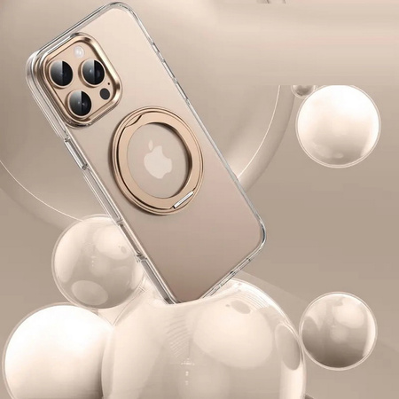 Etui D-Pro Crystal PC MagSafe Stand Case obudowa magnetyczna nieżółknąca magnes stojak podstawka do Apple iPhone 16 Pro (Przezroczysty / Titanium Gold)
