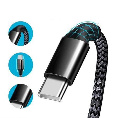 Kabel przewód magnetyczny USB-C do USB-C Type-C do szybkiego ładowania PD 66W nylonowy oplot samozwijający do Apple iPad mini/Air/Pro iPhone 15/16/17/Pro/Plus/Max 100cm 1m (Czarny)