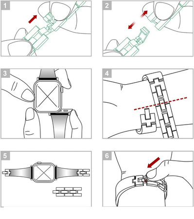 Bransoleta Glow CNL Stainless Steel Leather Band ozdobny pasek do Apple Watch 4/5/6/7/8/9/10/11/SE 1/2/3 40/41/42mm (Rose Gold / Różowe złoto/ Czarny)